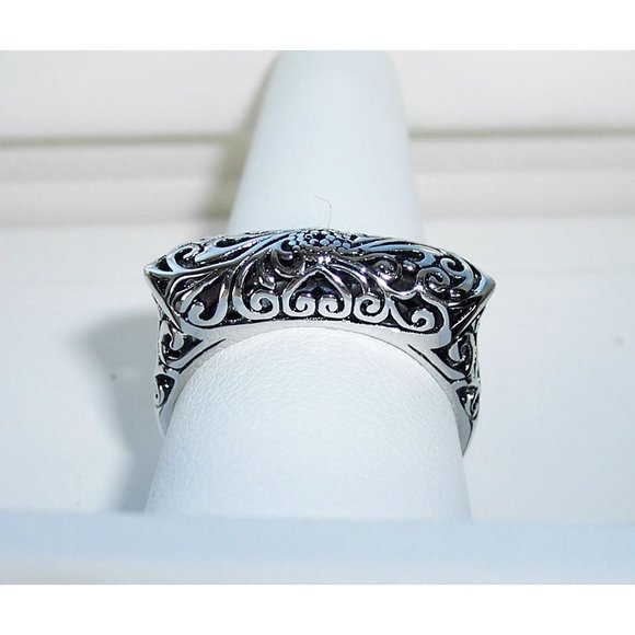 925 STERLING SILVER Unique Floral Swirls Statement Ring - Picture 4 of 16